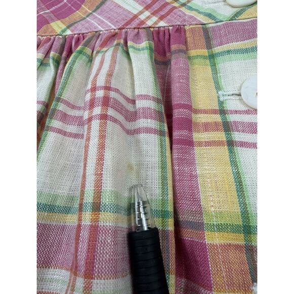 Vtg Y2K Ralph Lauren Rugby Linen Plaid Argyle Drop Waist Button Mini Skirt Sz 4‎ - Picture 2 of 7
